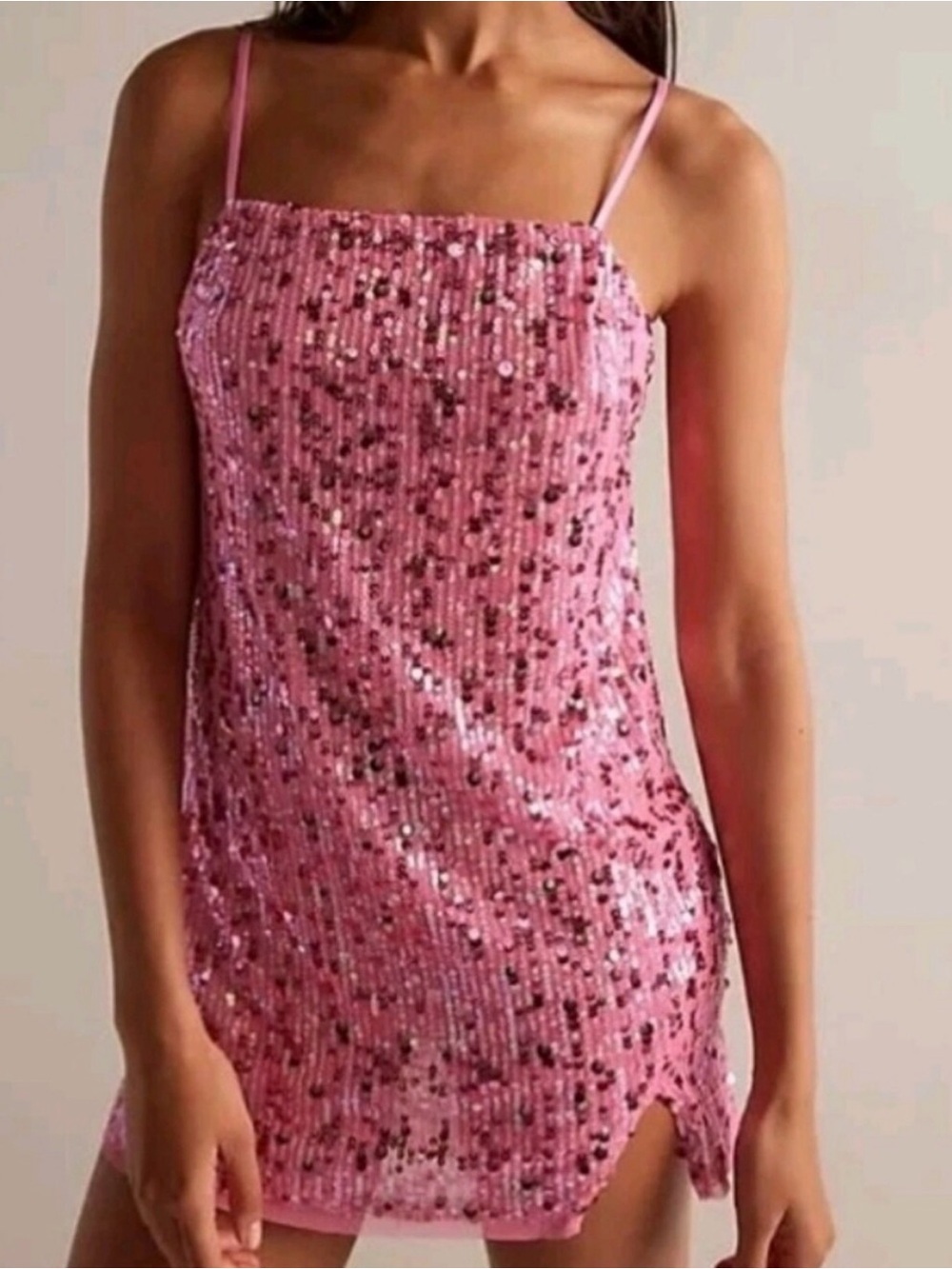 Pink Sequin Slip Dress - Homecoming HOCO